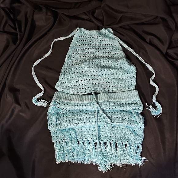 Crochet Halter Top and Skirt Set - Light Teal - Picture 6 of 6